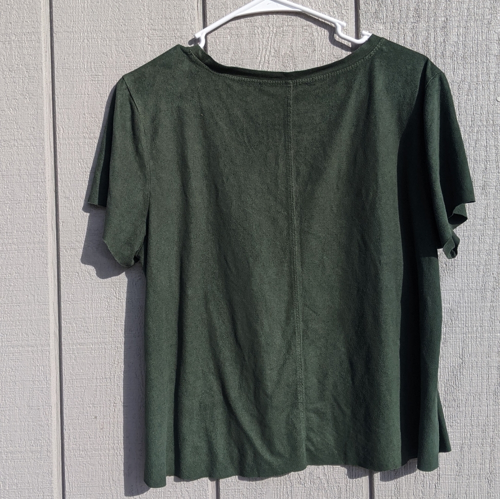 Dark Green Velvet Shirt - Picture 3 of 4